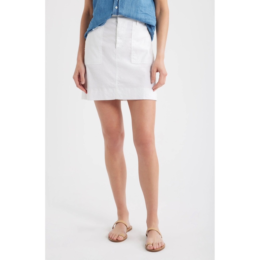 Frank & Eileen Jameson Cotton Linen Utility Skirt White Mini Size 10